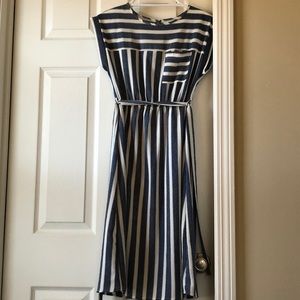 Monteau S midi striped belted dress